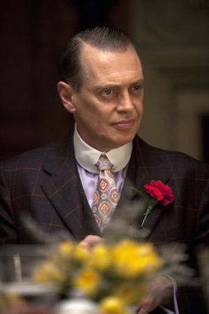 Steve Buscemi performs (Lucky Thompson) in  a scene during the Boardwalk Empire show. (Craig Blankenhorn/HBO/MCT)