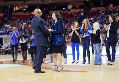 Coach Cathy Self-Morgan and her team receives recognition. (Ariana Canchola photo)