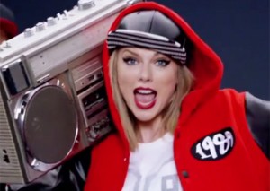 A still from Swifts music video during which she had personas representing different genres of music. 