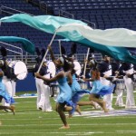 An image taken during the Prelim round of the bands and high hat's performance, mimicking the sea. (Photo by: )