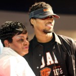 Wide Receiver La'Arrius Allen stops for a shot with his mother after signing his letter of Intent to play football for Doane College in Nebraska. (Shay Rhodes photo)