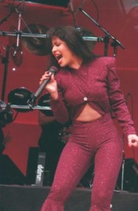 Selena performing her last concert on February 26, 1995 at the Houston Astrodome. 
