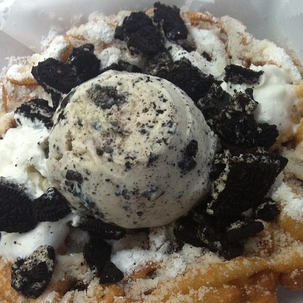 The Oreo cookies and creme funnel cake, pictured here, is absolutely delectable. 