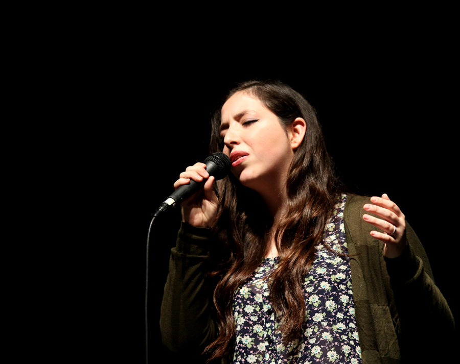 Maggie Medina singing in the talent show