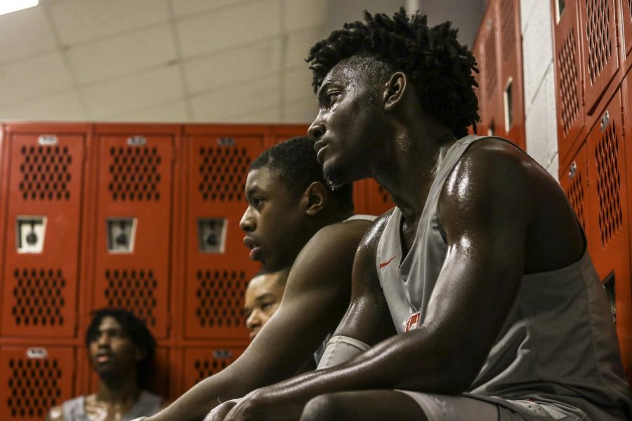 Players join each other in the locker room after a tough bout with DeSoto in Double OT. (Brenda Arana photo)